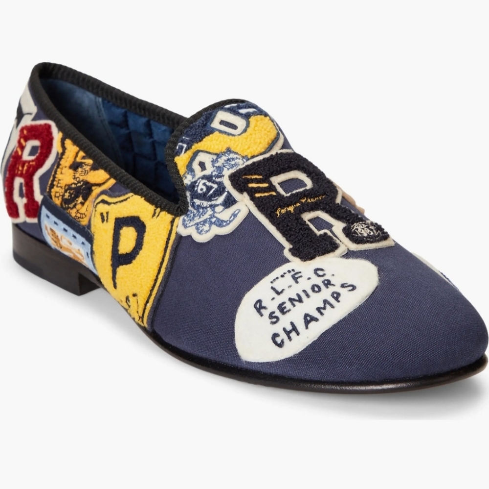 Polo by Ralph Lauren Navy Canvas Paxton Slip-Ons with Patch Accents - Picture 10 of 11